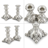 Pure silver candlesticks, smart model | Traditional and decorated Shabbat candlesticks | Different angles