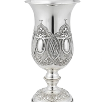 pure silver Kiddush cup – Premium model, 235 ml | Magnificent, ornate Kiddush cup