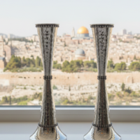 pure silver Gil hammer candlesticks 2 sizes