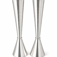 Candlesticks with a smooth design made of pure silver, handmade