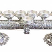 Silver Chanukah Menorah Haim Model | A dual-purpose menorah that transforms into candlesticks