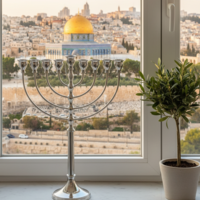 Pure Silver Pearl Menorah