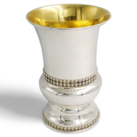 Kiddush cup half foot pure silver ribbon