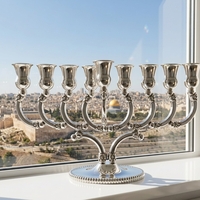 Pure Silver Menorah Katz Model | Classic and Ornate Menorah on a Jerusalem Windowsill