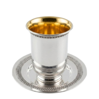 An elegant, handmade Kiddush set with filigree decoration made of pure 925 silver, made in Israel.