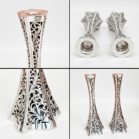 Pure silver candlesticks with a unique design and hand-sawed from different angles