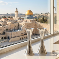 פמוטי מיני שעון חול פטיש כסף טהור