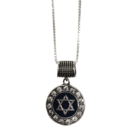 Star of David blue silver pendant inlaid