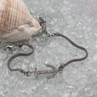 Silver anchor bracelet with zircons
