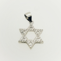 Star of David silver pendant inlaid with zircons