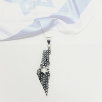 Land of Israel pendant with zircons with a Star of David in the center