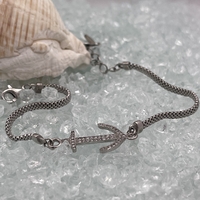 Silver anchor bracelet with zircons