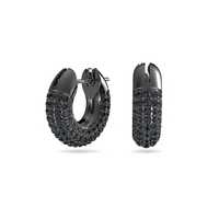 PE HOOPS GRAP/BRU - small Swarovski hoops black inlay