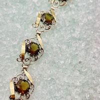 Silver bracelet with gold combination, smoky inlay, vintage model