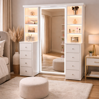 מראה עם תאורת LED ומגירות איפור – רהיט מעוצב לחדר שינה או חדר נערה-דגם ברבי