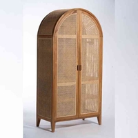 Boho ארון עץ טבעי בשילוב דלתות ראטן