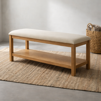 ספסל עץ וינה עם ריפוד טבעי