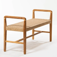 Meno ספסל מעץ טיק וראטן סינטטי