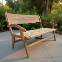 Marquez ספסל מעץ טיק וראטן סינטטי