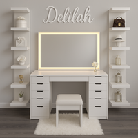 שידת איפור יוקרתית עם מראה מוארת- דגם טום (הזמנה מוקדמת)