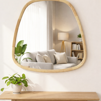 מראת קיר אורגנית מסגרת עץ טבעי – דגם 9635