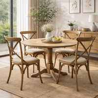 כיסא אוכל מעץ אלון מלא – מושב מרופד