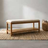 ספסל עץ וינה עם ריפוד טבעי