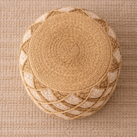 הדום ישיבה עגול מראטן וחבל – עיצוב טבעי בסגנון בוהו