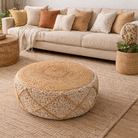 פוף ישיבה מעוצב מראטן וחבל – סטייל טבעי וחמים