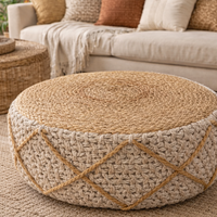 פוף ישיבה מעוצב מראטן וחבל – סטייל טבעי וחמים