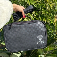 תיק טלית יוקרתי שחור משובץ דמוי עור כתר 36*23