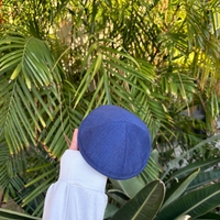 כיפה מהודרת משי פשתן כחול 17 ס
