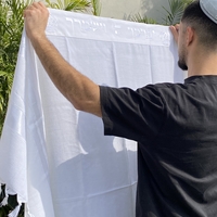 טלית צמר מהודרת עטרה ופינות צבע לבן 