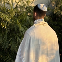 טלית חתנים מהודרת פסים כסופים מידה 50