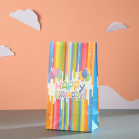 שקית נייר 8*13*24 - HAPPY BIRTHDAY רקע פסים צבעוני
