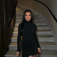 Mını dress עם וולן צד שחור/בז