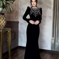 שמלת קטיפה מבד קוריאני משולבת אבנים