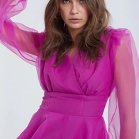 Dress alına צבע ורוד בד טול