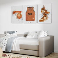 סט תמונות כדורסל לחדר ילדים עם שם הילד בהתאמה אישית