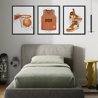 סט תמונות כדורסל לחדר ילדים עם שם הילד בהתאמה אישית