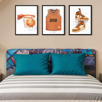 סט תמונות כדורסל לחדר ילדים עם שם הילד בהתאמה אישית