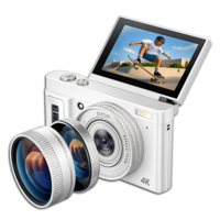 מצלמה דיגיטלית 64MP עם מסך מתהפך פלאש פרו פקס FLASH Pro Max - כשר ללא WiFi - תפריט בעברית - יבואן רשמי - צבע לבן