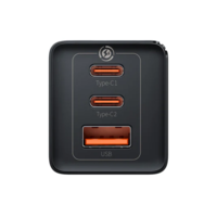 מטען קיר מהיר 2C+U 65W (כולל כבל C ל-C עד 100W) Baseus Gan5 Pro Fast Charger - יבואן רשמי!