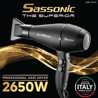 מייבש שיער 2650W מקצועי ססוניק Sassonic THE SUPERIOR ESE-7000 - תוצרת איטליה - שנתיים אחריות יבואן רשמי