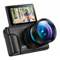מצלמה דיגיטלית 64MP עם מסך מתהפך פלאש פרימיום FLASH Premium - כשר ללא WiFi - תפריט בעברית - יבואן רשמי - צבע שחור
