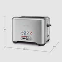 מצנם טוסטר חכם נירוסטה ברוויל BREVILLE the Lift & Look Pro–2 Slice BTA720 - יבואן רשמי