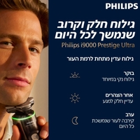 מכונת גילוח עם מתקן שטיפה ומכשיר חיטוי UV פיליפס PHILIPS i9000 Prestige Ultra XP9404/46 - שנתיים אחריות יבואן רשמי!