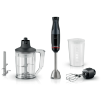 בלנדר מוט 1000W כולל מיכל קוצץ ומוט נירוסטה בוש BOSCH ErgoMaster Series 4 MSM4B654 - שנתיים אחריות יבואן רשמי - צבע שחור