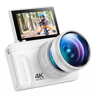 מצלמה דיגיטלית 64MP עם מסך מתהפך פלאש פרימיום FLASH Premium - כשר ללא WiFi - תפריט בעברית - יבואן רשמי - צבע לבן