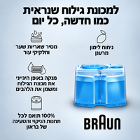 מארז 8 מחסניות נוזל שטיפה למכונת גילוח בראון Braun 3-in-1 ShaveCare CCR6+2